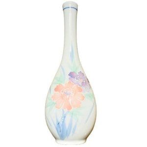 FTDA Vintage 1984‎ Japanese Floral 8" Porcelain White Flower Vase-Like New
